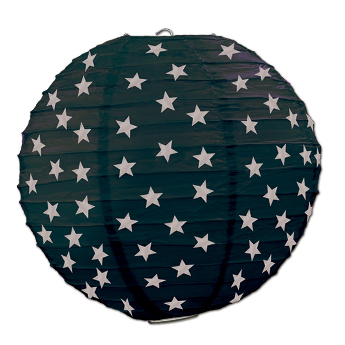 Beistle Pack of 6 Black and Silver Festive Star Accent Hanging Paper Lanterns 9.5&#x22;