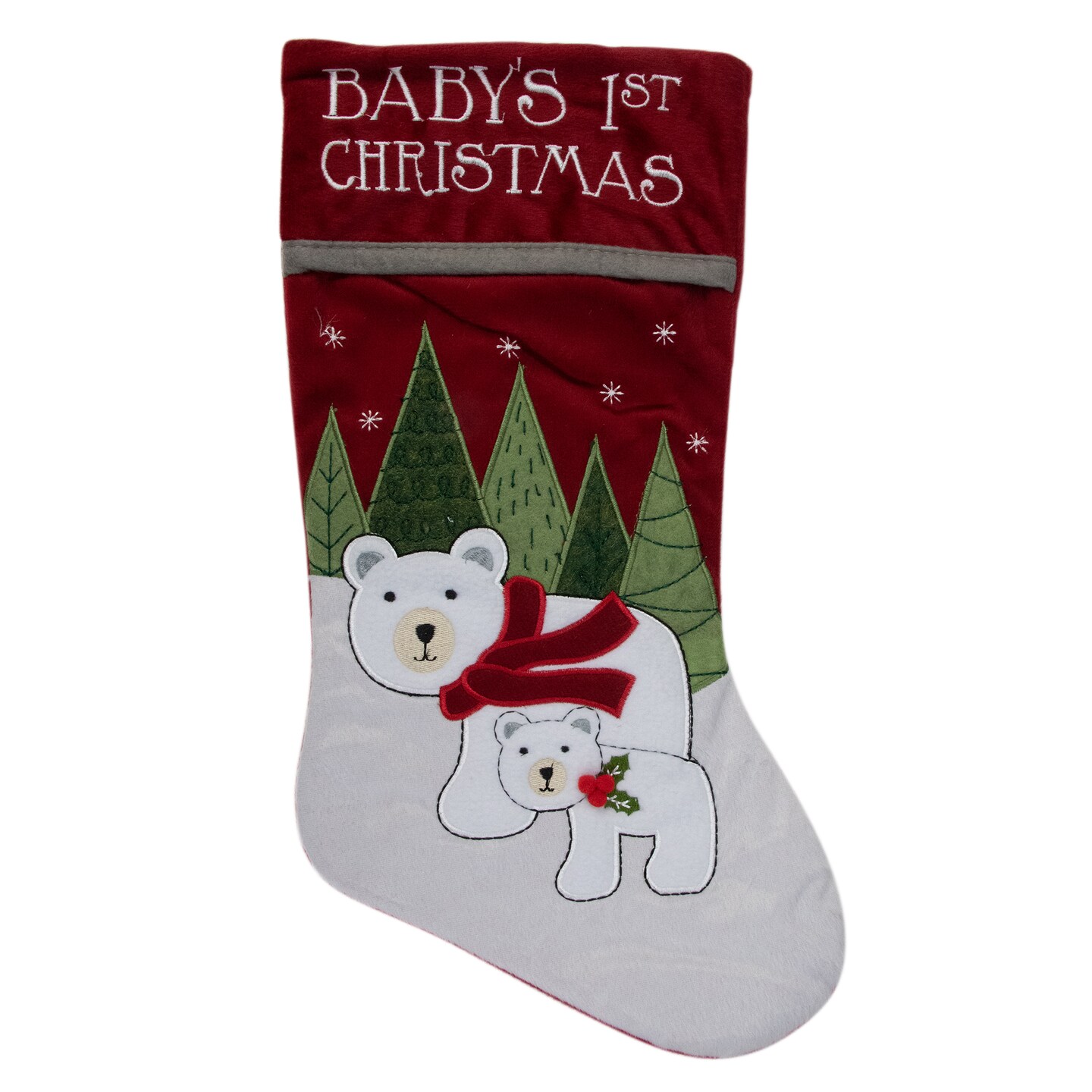 Dyno 20&#x22; Red Baby&#x27;s First Christmas Stocking with Polar Bears and Plush Red Cuff