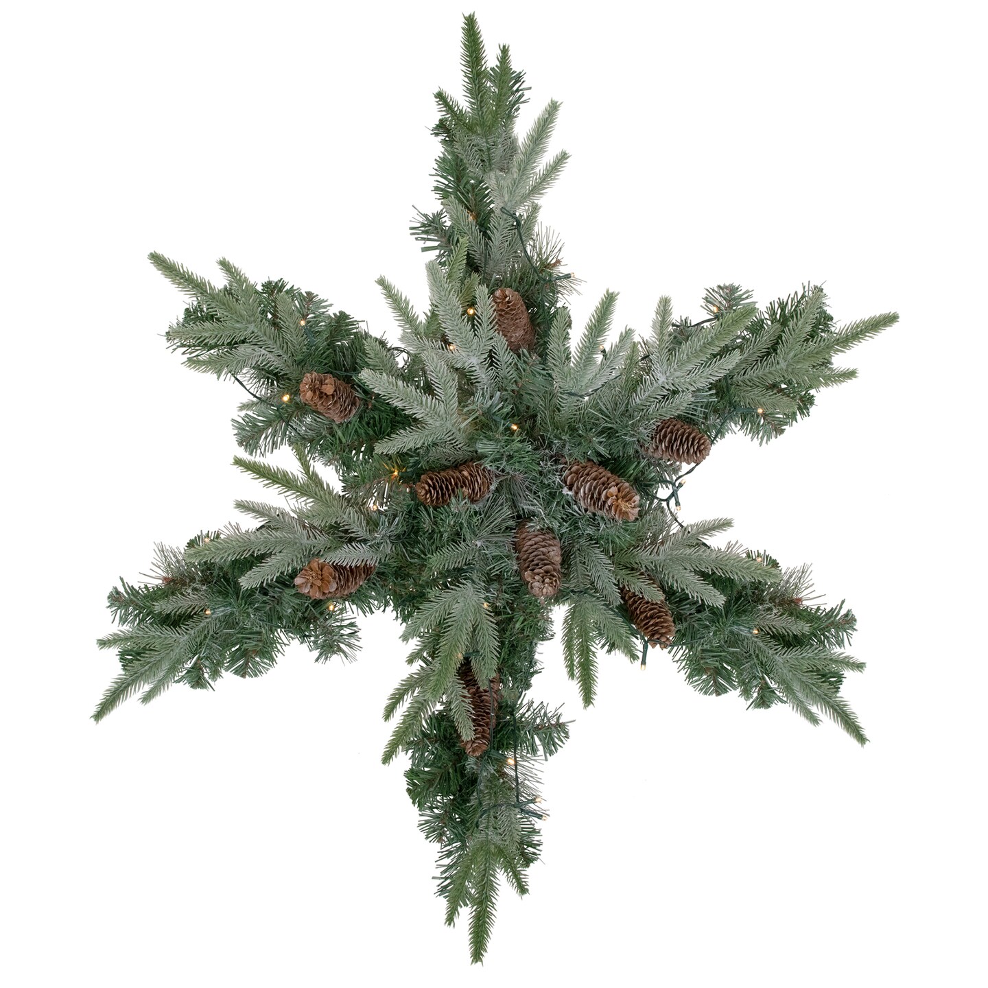 Northlight Pre-Lit Battery Operated Mixed Pine Christmas Snowflake Wreath - 32" - Warm White LED Lights