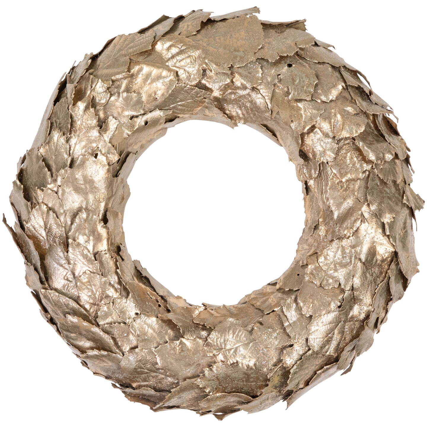 Northlight Gold Layered Leaves Christmas Wreath, 15.5-Inch, Unlit