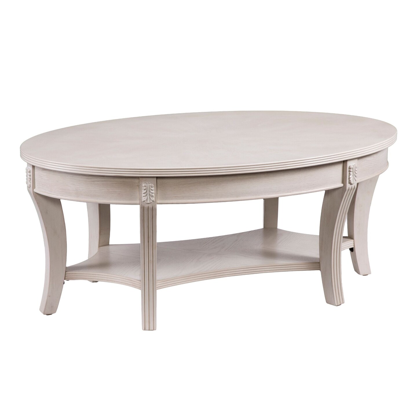 Southern Enterprises 44&#x22; White and Gray Traditional Oval Coffee Table