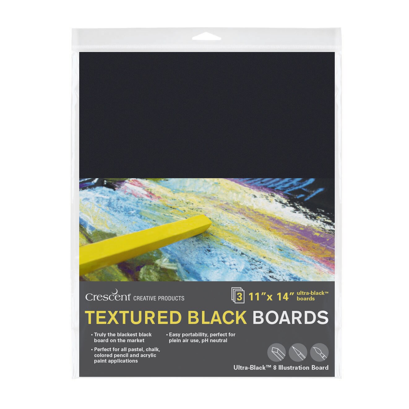 Crescent Ultra-Black Textured Board, 11&#x22; x 14&#x22;, 3/Pkg.