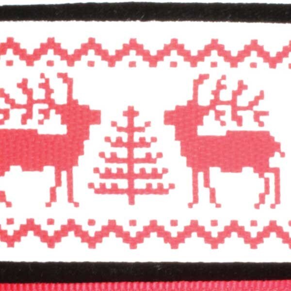 The Ribbon People White and Red Sweden Elk Wired Craft Ribbon 1.5&#x22; x 27 Yards