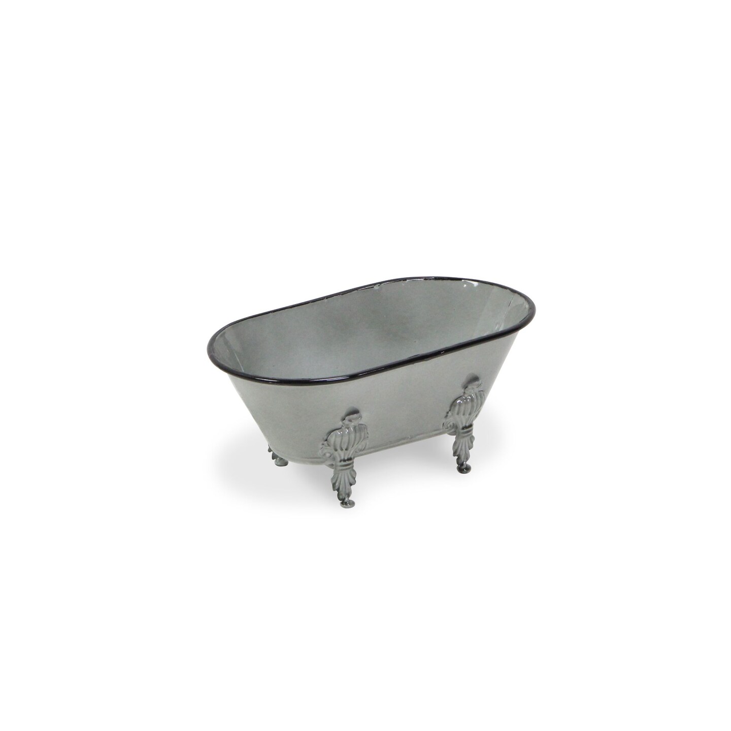 Contemporary Home Living Metal Bathtub Decoration - 10" - Gray and Black