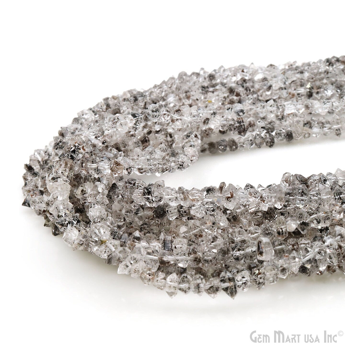 Herkimer Diamond Chip Beads, 16 Inch, Natural Chip Strands, Drilled Strung Nugget Beads, 3-7mm, Polished, GemMartUSA (CHDH-70001)
