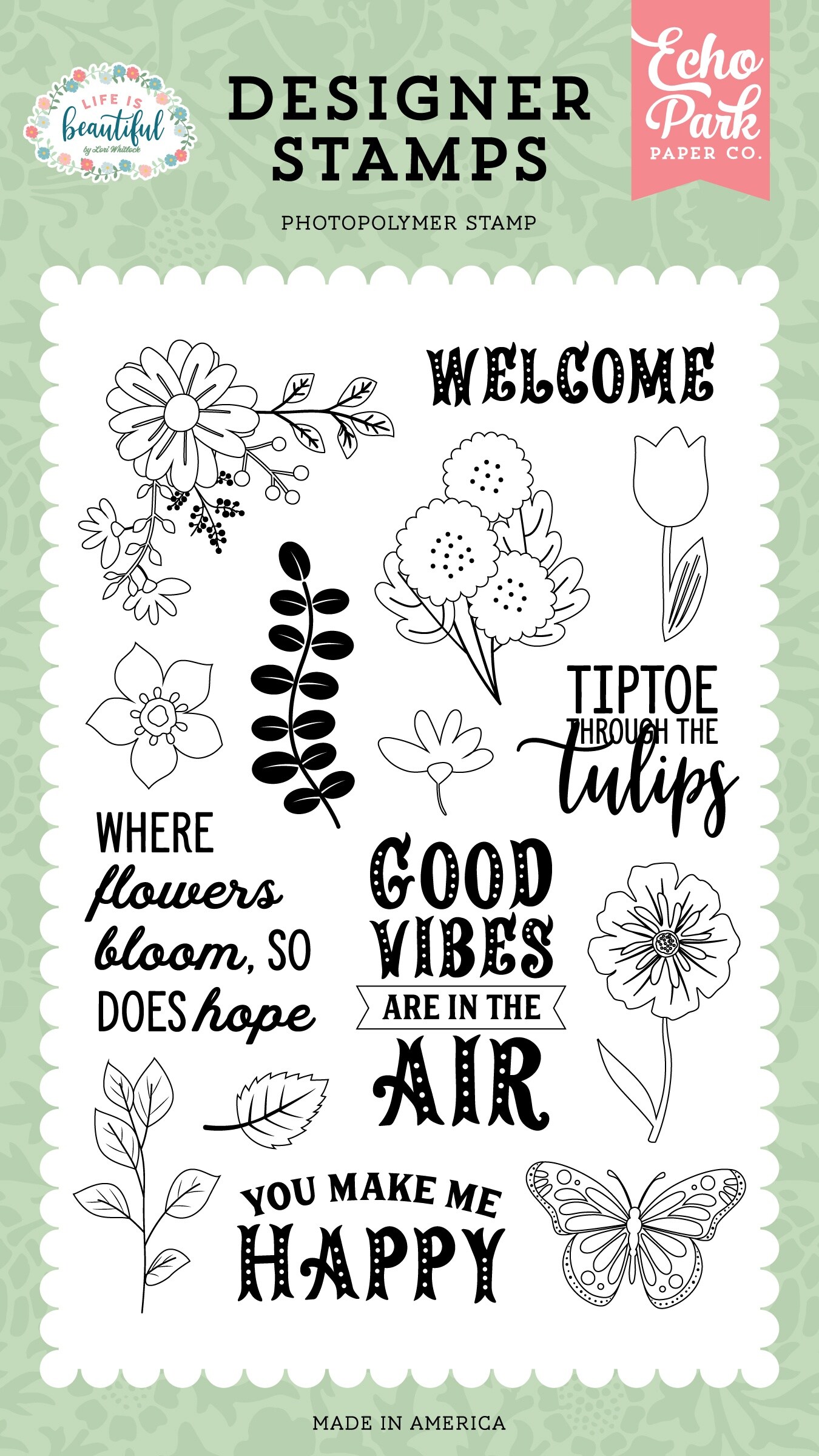 Echo Park Stamps-Where Flowers Bloom, Life Is Beautiful