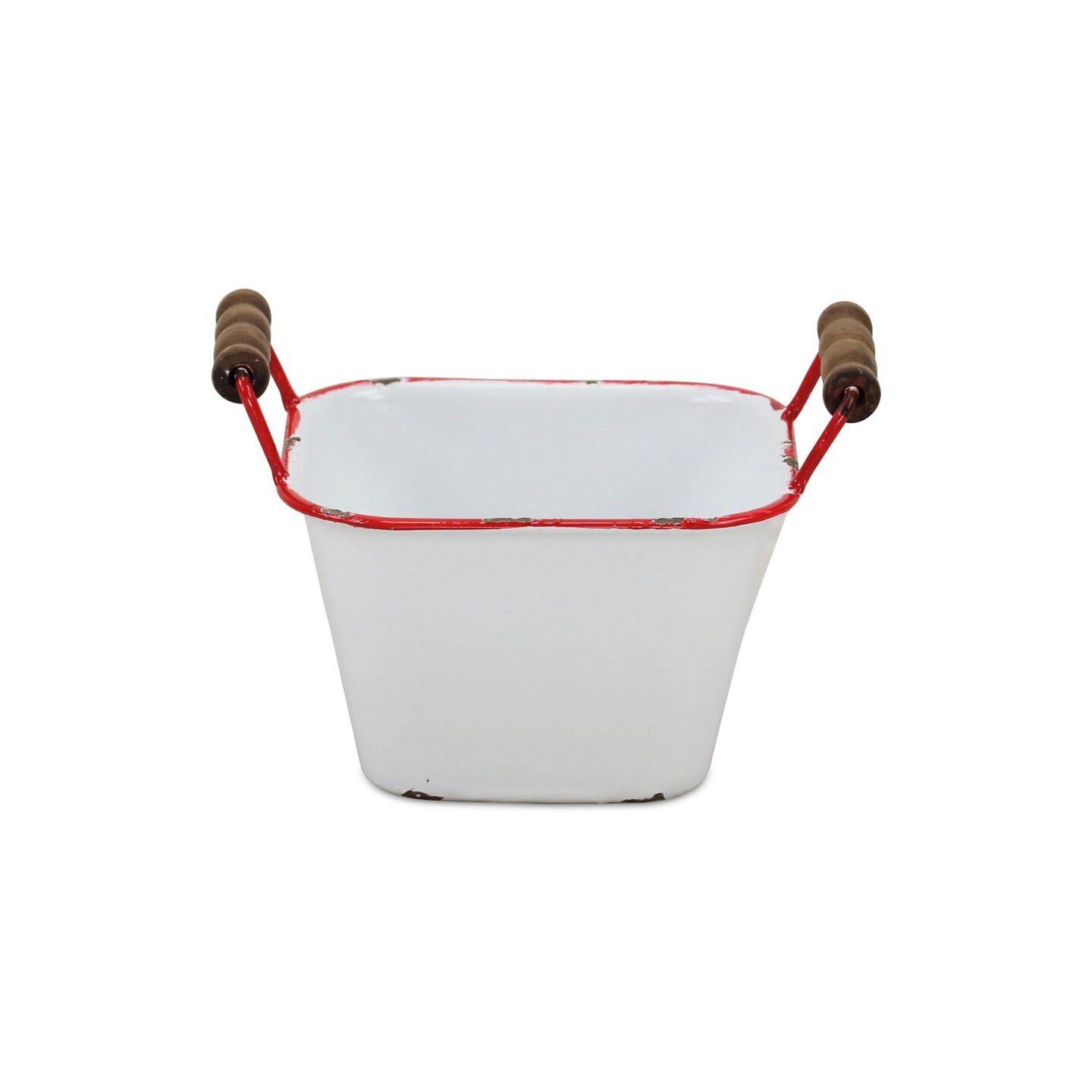 Contemporary Home Living Lacquered Tapered Storage Container with Handles - Red - 7.25"