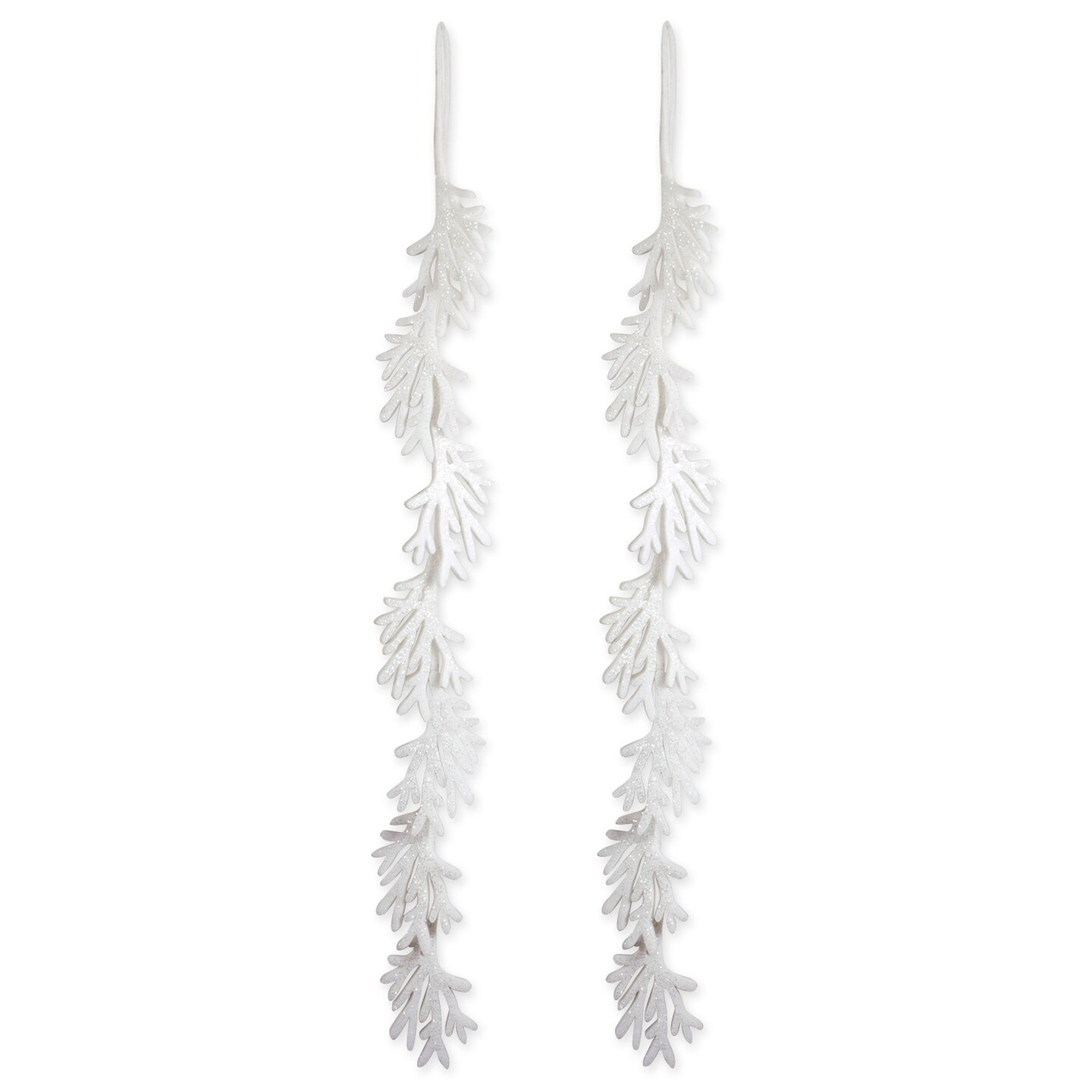 Contemporary Home Living Set of 2 White Hanging Foam Garland Leaves 51&#x22;
