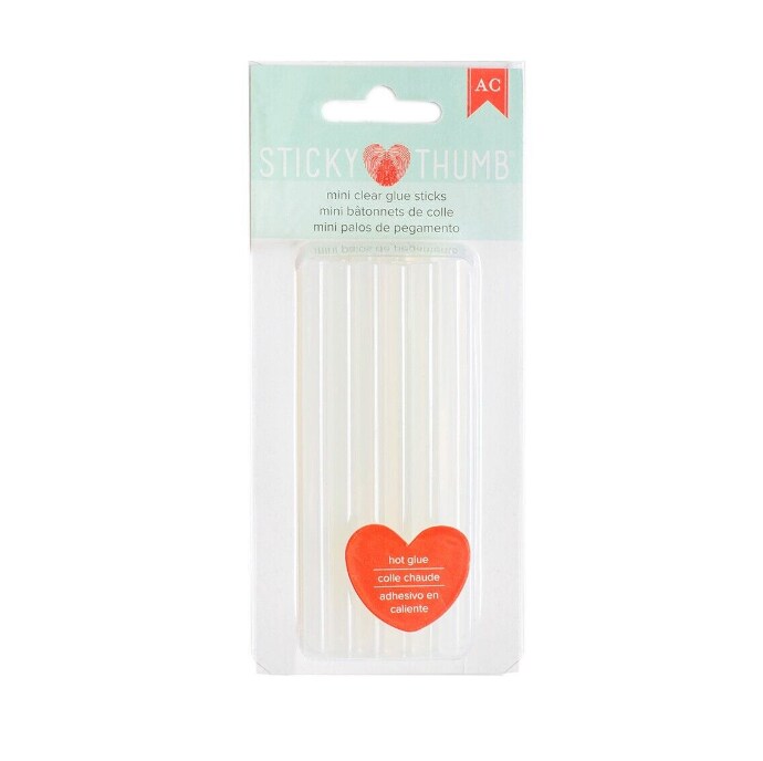 Sticky Thumb Mini Hot Glue Sticks-Clear 4&#x22;X.28&#x22; 24/Pkg 340280 by American Crafts