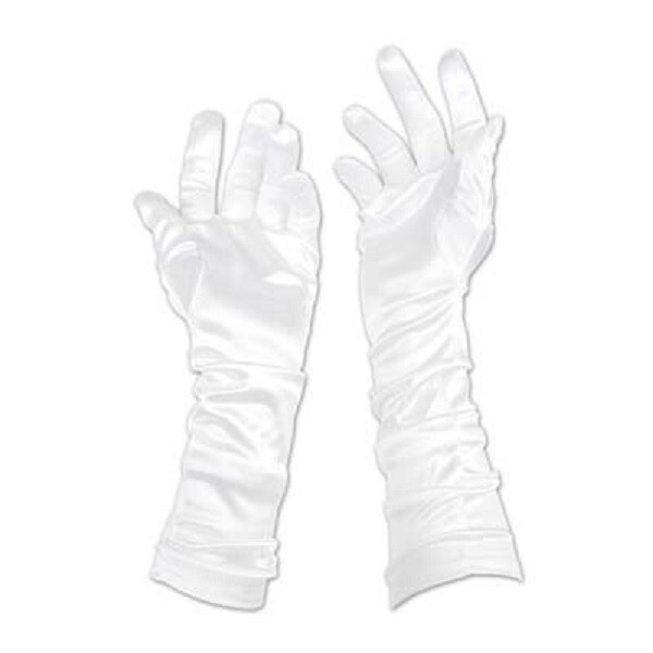 Beistle Club Pack of 24 White Elbow Length Evening Gloves Costume Accessories 21&#x22;