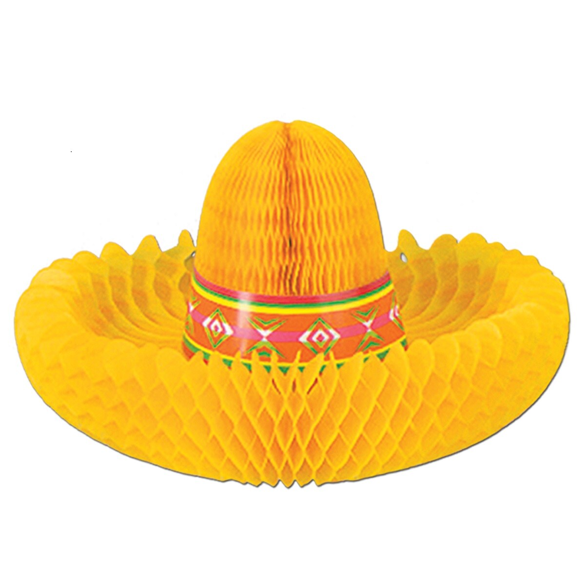 Beistle Club Pack of 12 Yellow and Orange Sombrero Honeycomb Fiesta Centerpieces 12&#x22;