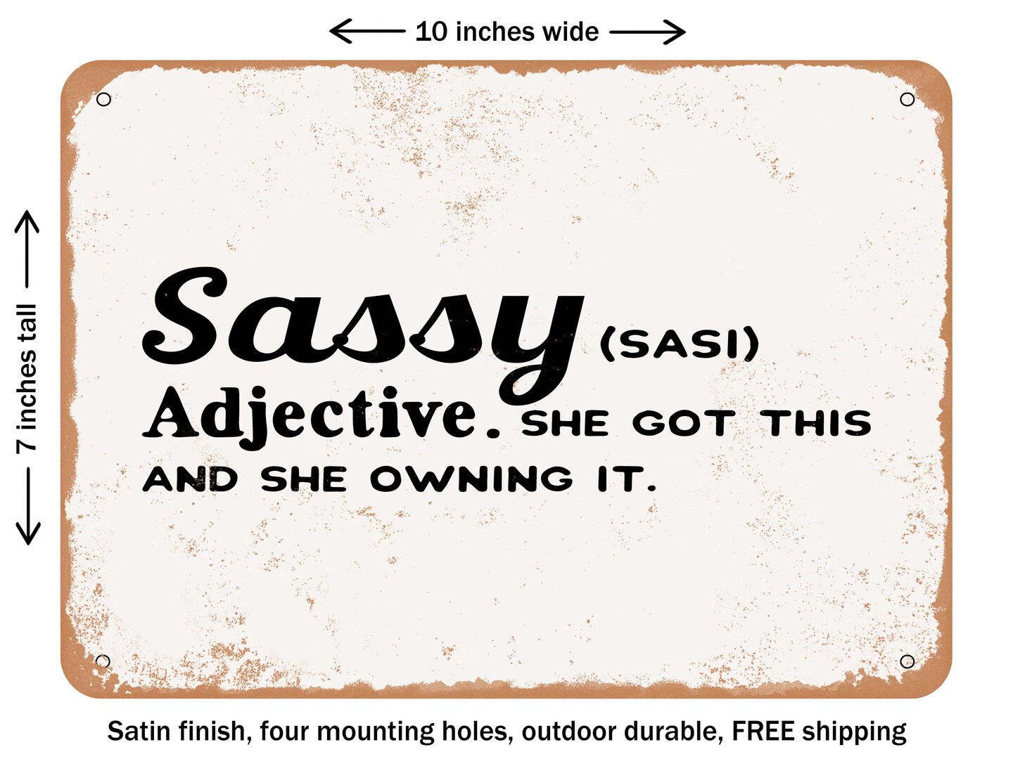 DECORATIVE METAL SIGN - Sassy She Got This and She Owning It - Vintage Rusty Look