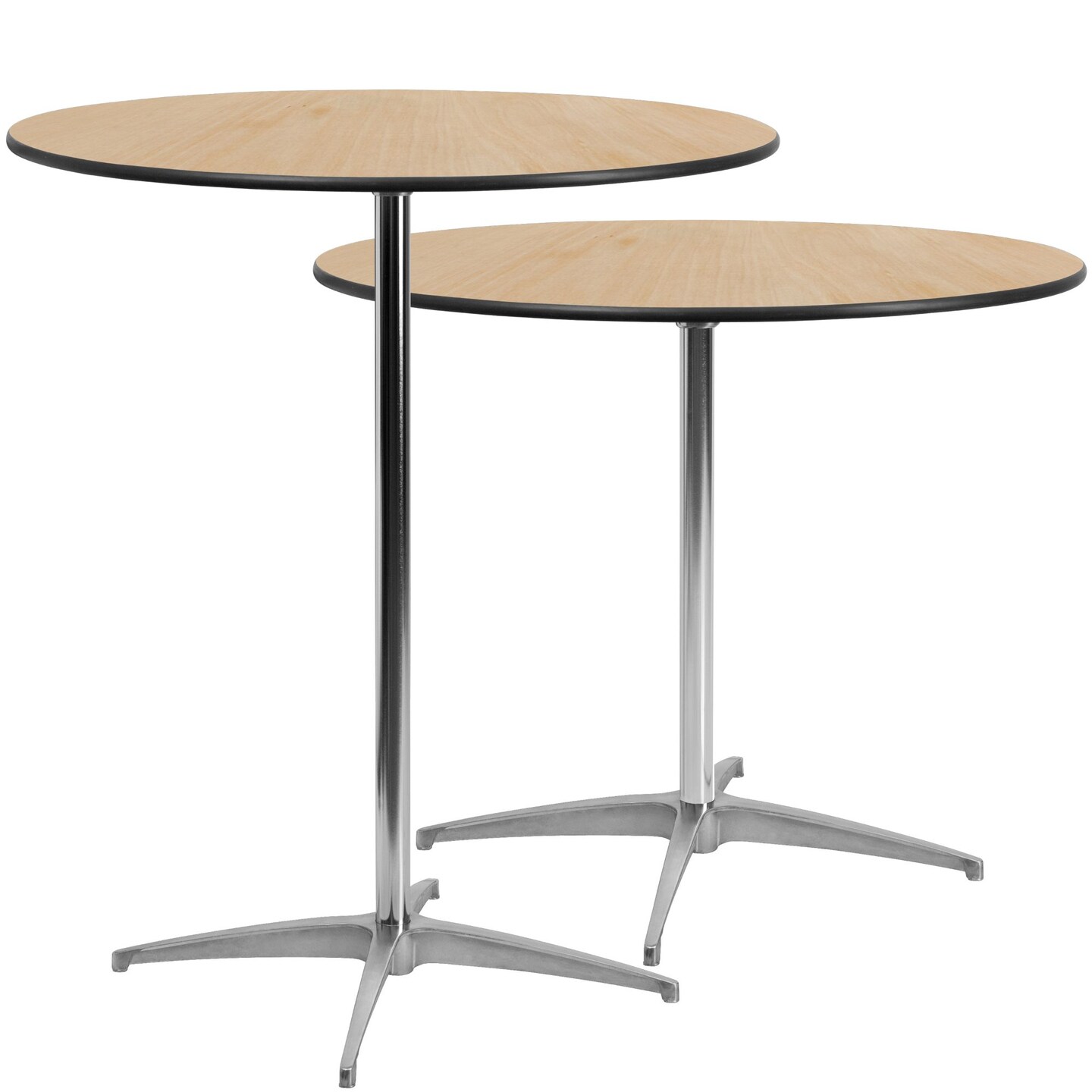 Flash Furniture 42" Black and Beige Contemporary Round Outdoor Patio Furniture Cocktail Table with Column