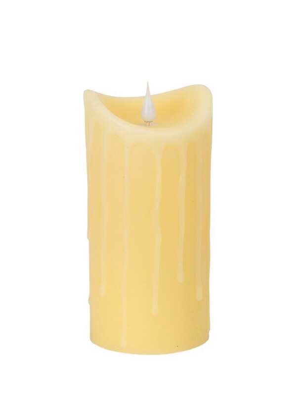 Melrose 7&#x22; Pre-Lit Ivory Dripping Wax Flameless LED Pillar Candle