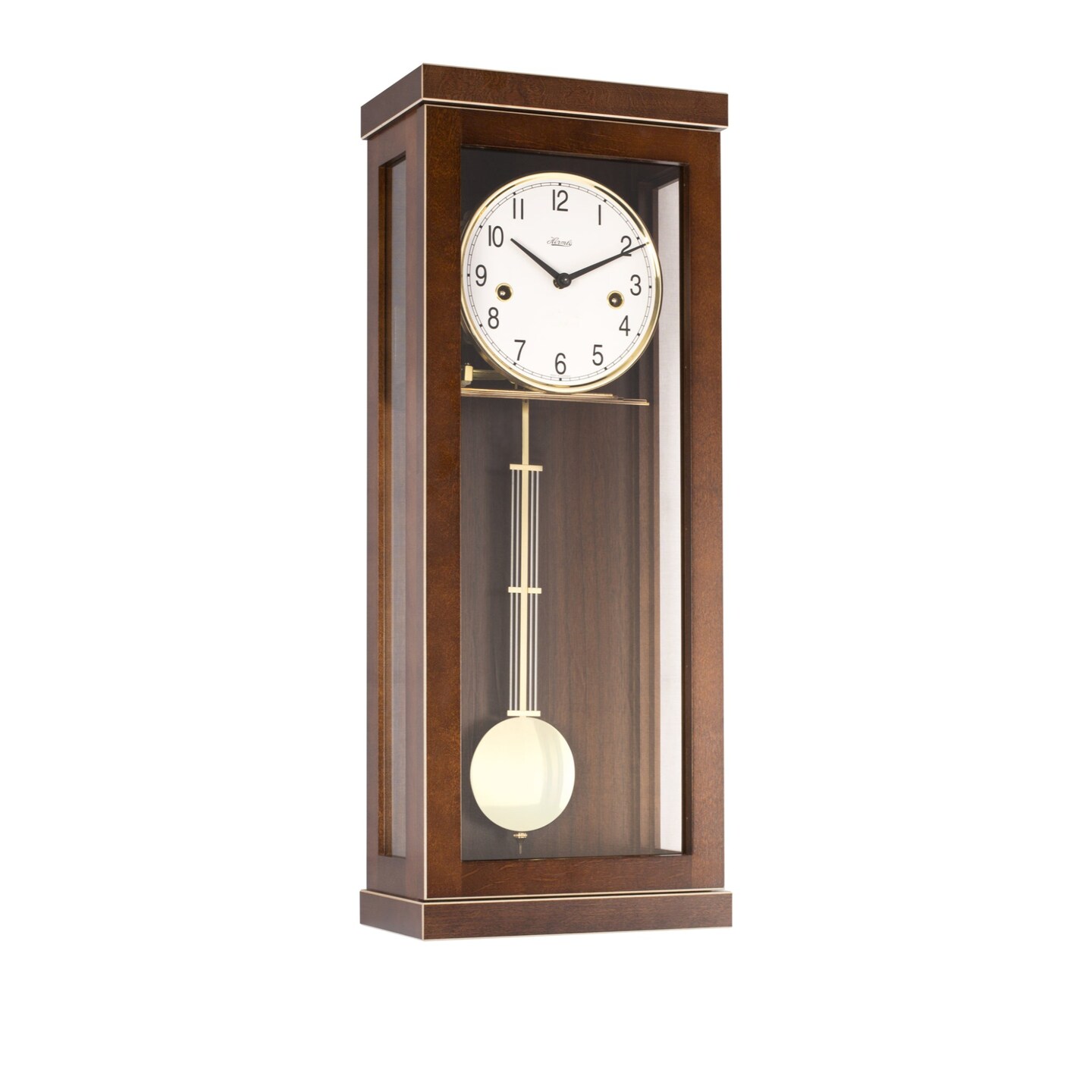 Hermle 22&#x22; Brown and White Rectangular Regulator Pendulum Wall Clock