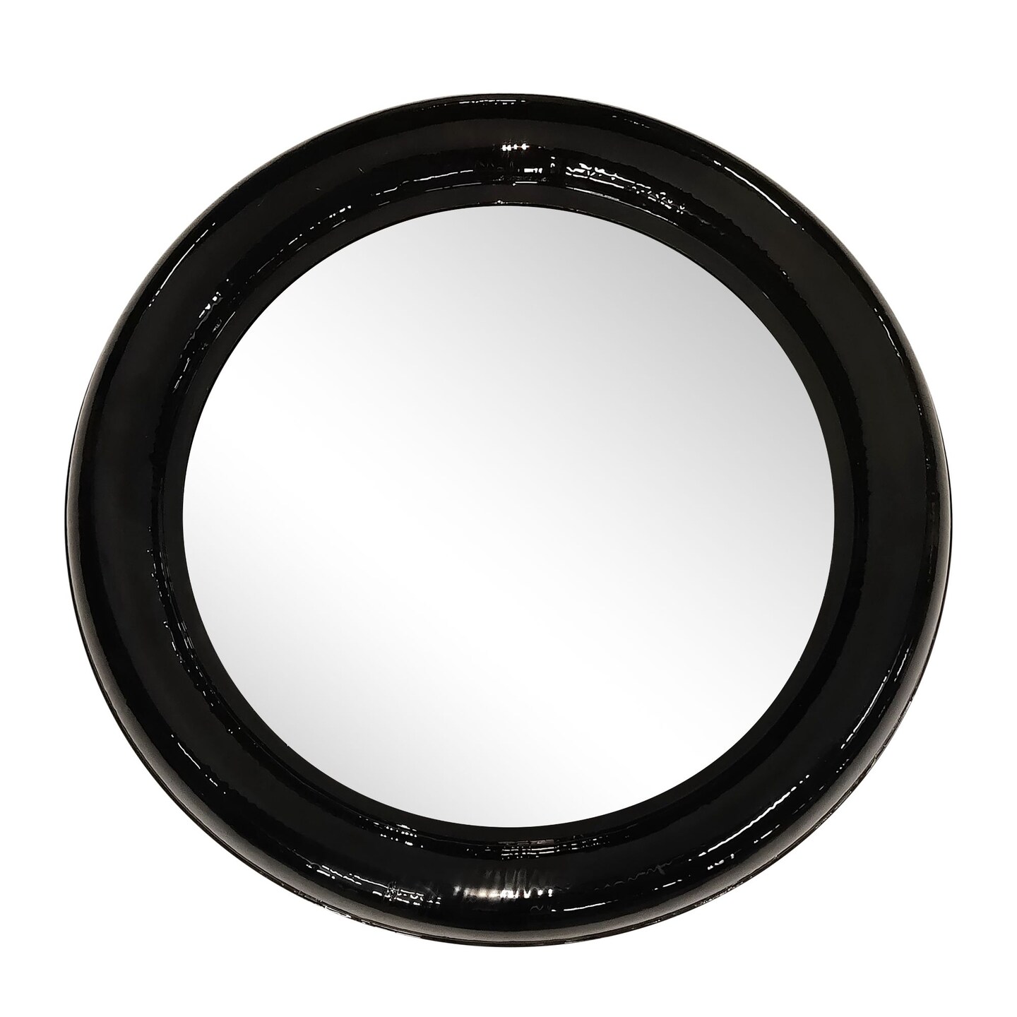 Kingston Living 36&#x22; Black and Silver Framed Round Wall Mirror