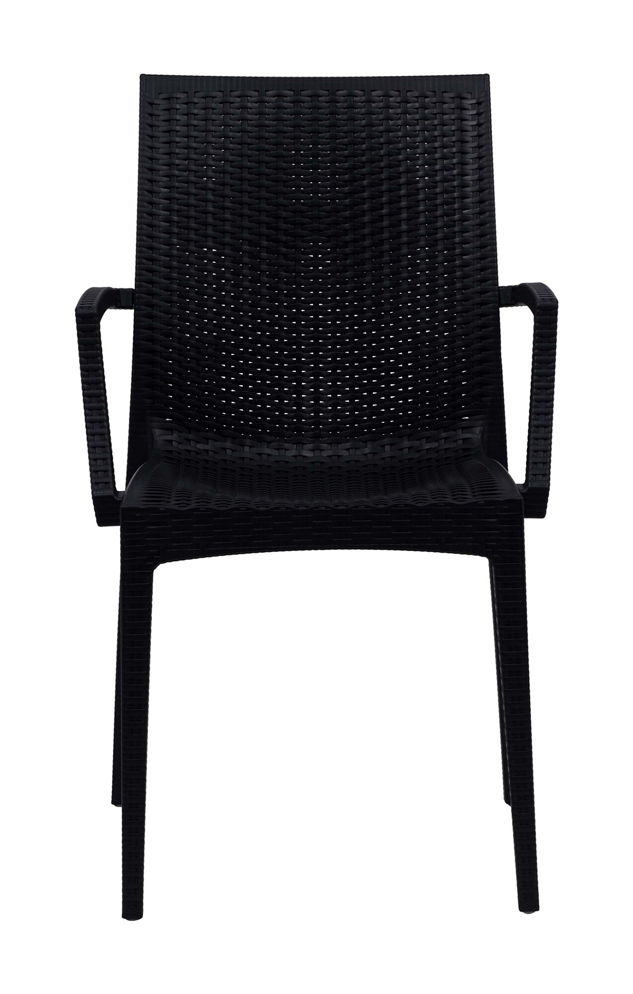 LeisureMod Weave Mace Indoor/Outdoor Chair (With Arms), Set of 2