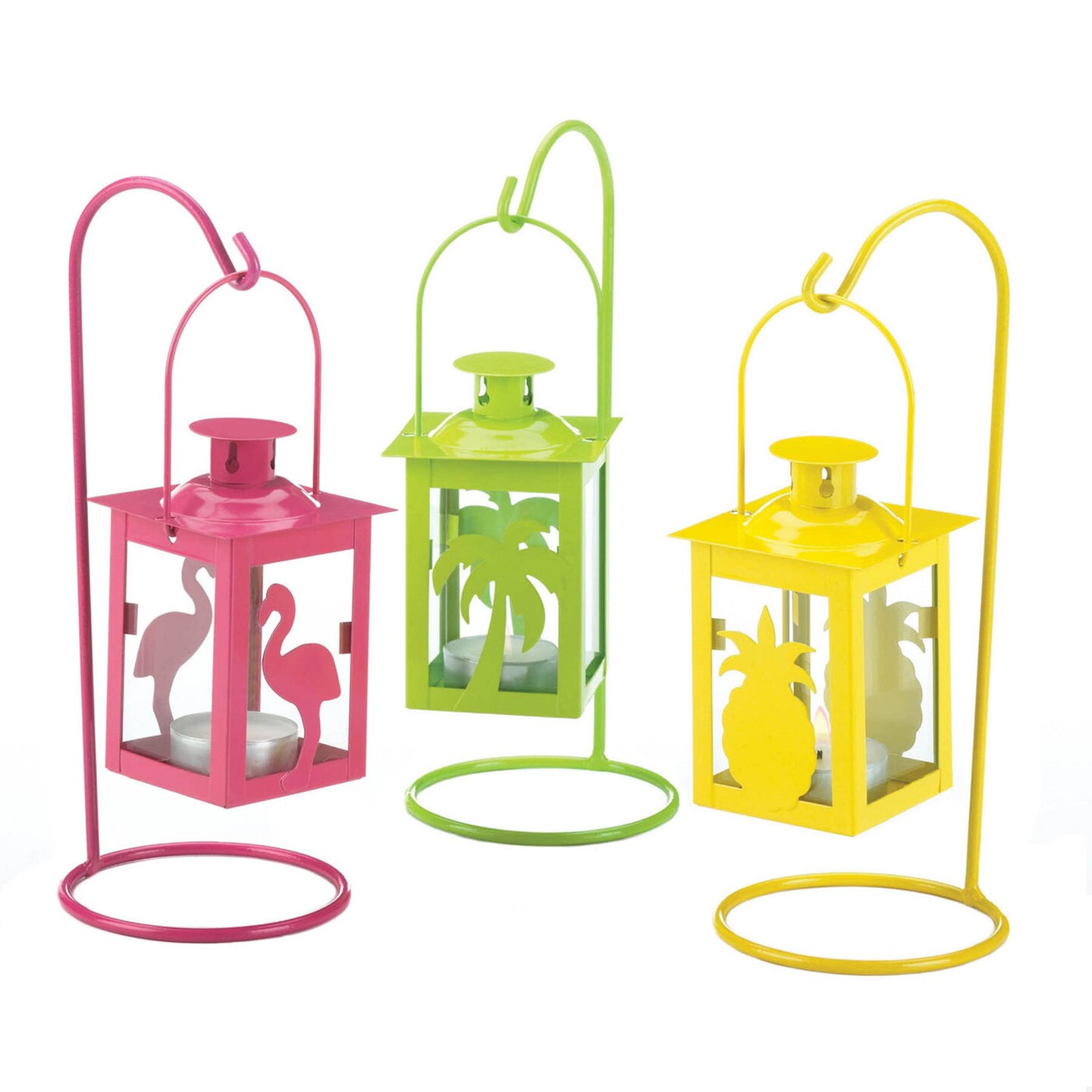 Gallery of Light Home Decorative Set of 3 Tropical Style Metal Mini Hanging Candle Lanterns