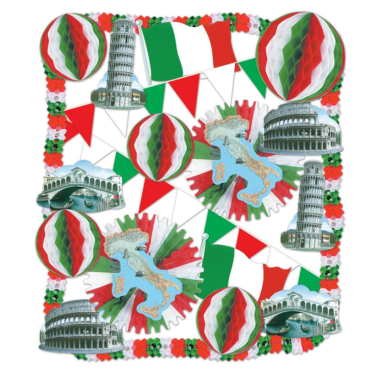 Beistle 23-Piece Red and Green Festive Italian Decorating Kit