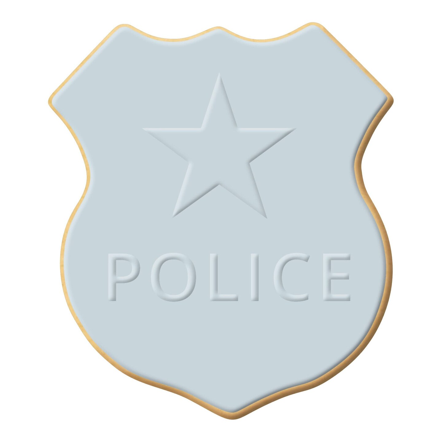 Police Badge Cookie Cutter 4.25 in B1600, CookieCutter.com, Tin Plated Steel, Handmade in the USA