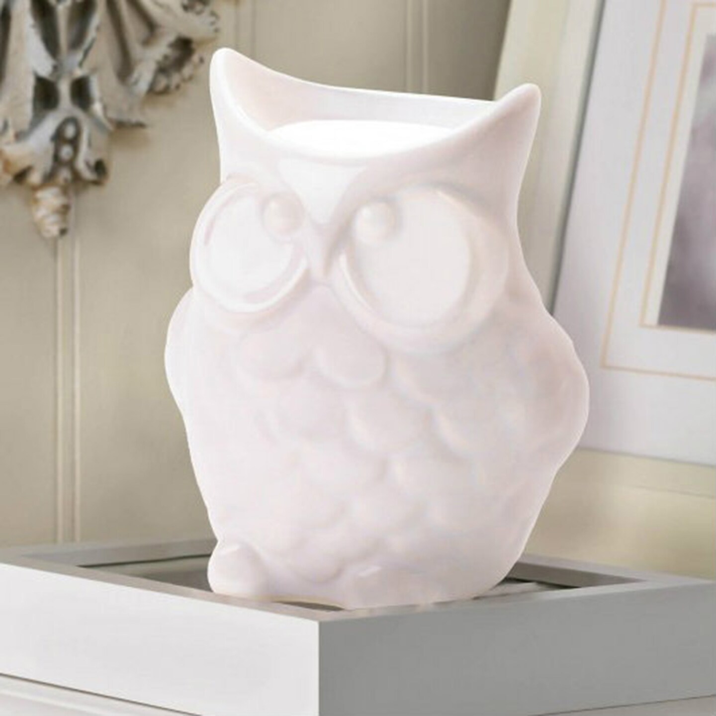 Fragrance Foundry Home Decorative White Porcelain Owl Oil Warmer