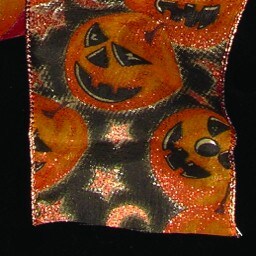 The Ribbon People Metallic Sheer Black and Orange Halloween Pumpkins Wired Craft Ribbons 3&#x22; x 20 Yards