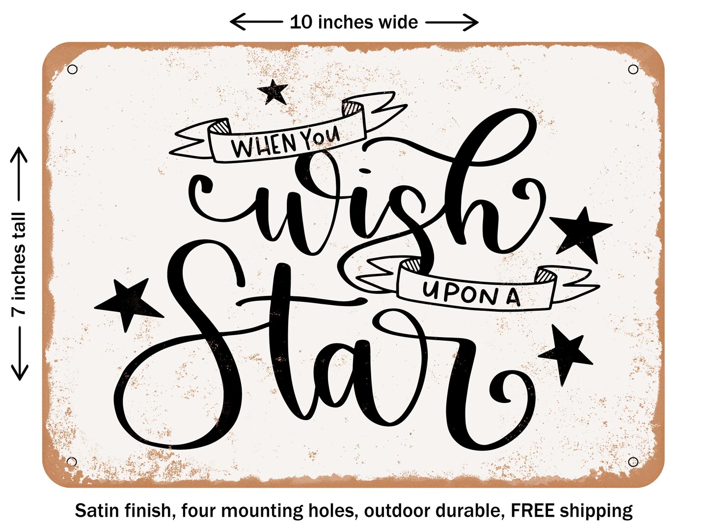 DECORATIVE METAL SIGN - Wish Upon a Star - Vintage Rusty Look