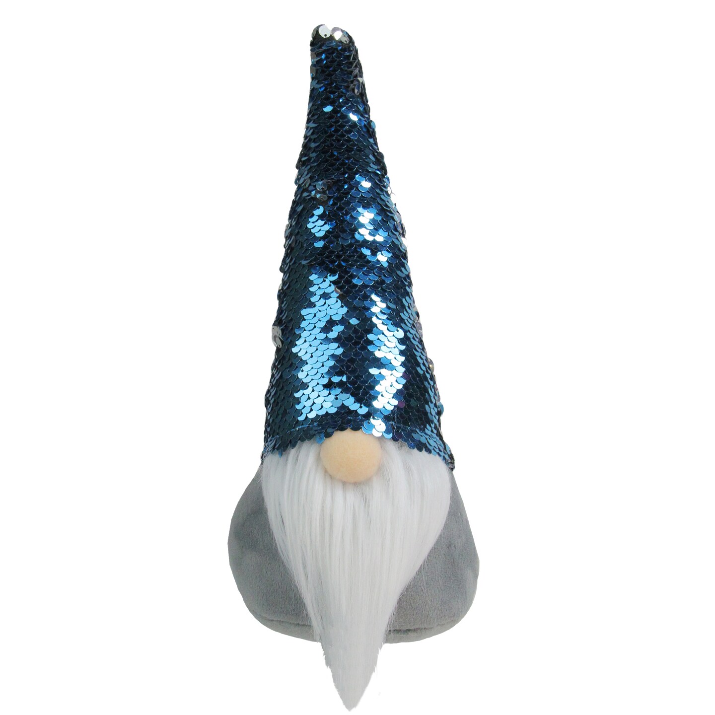 Northlight Standing Christmas Gnome Decoration with Flip Sequin Hat - 13.5&#x22; - Gray and Blue