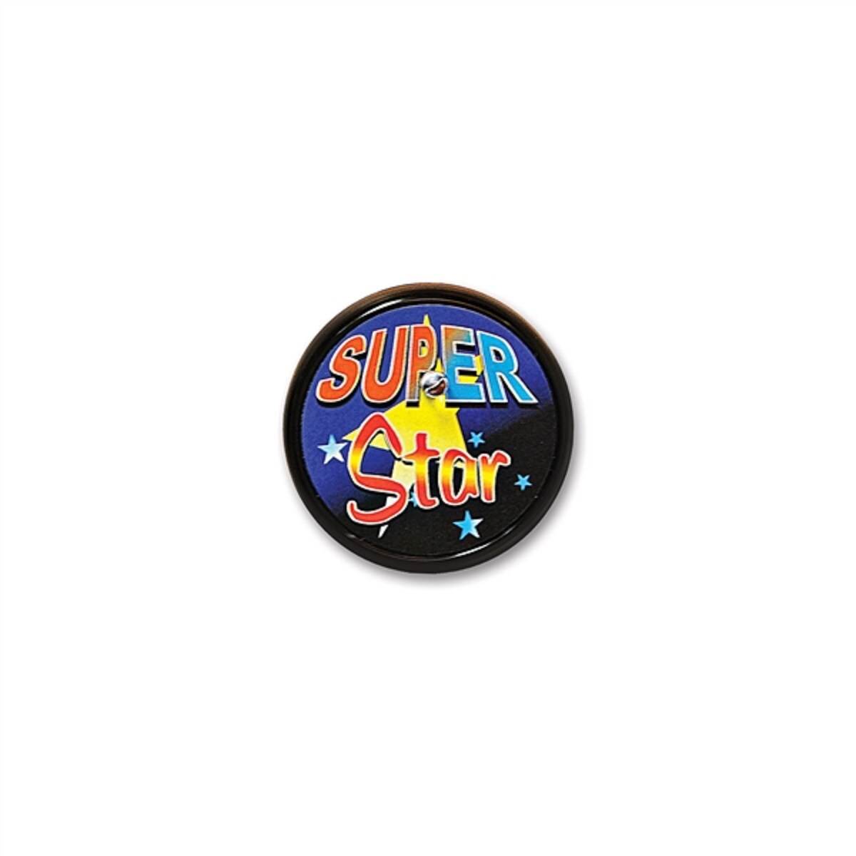 Beistle Pack of 6 Black &#x22;Super Star&#x22; Decorative Blinking Buttons 2&#x22;