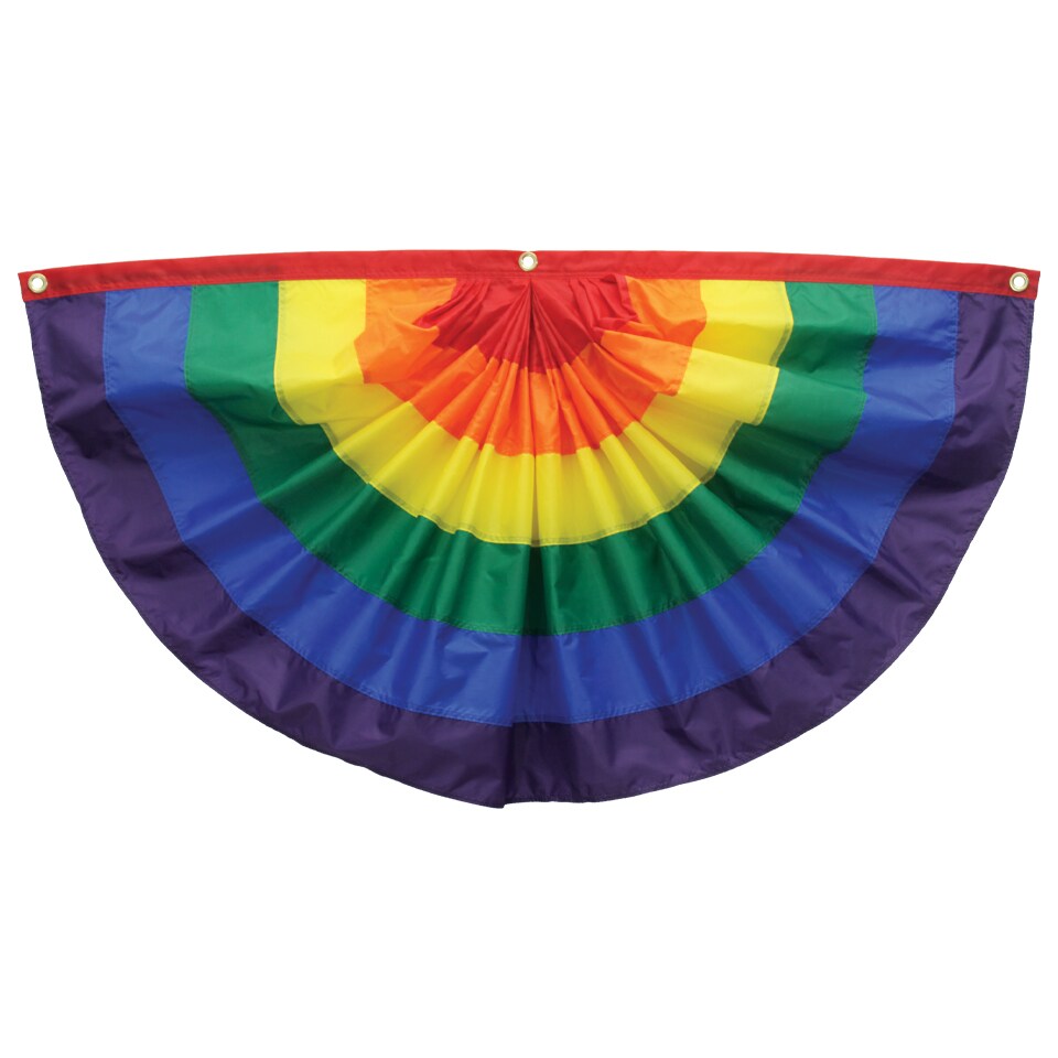 In the Breeze 3704 - 3&#x27; x 6&#x27; Rainbow Pleated Fan Bunting - Outdoor Rainbow Decoration