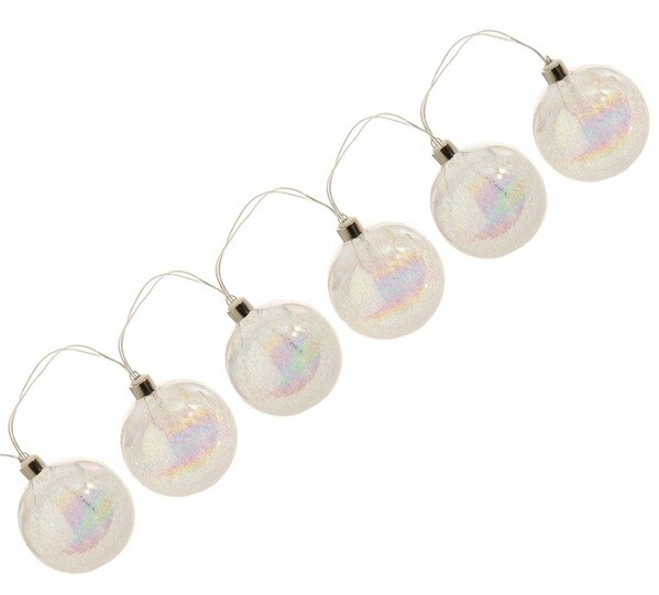 Raz 5 Battery Operated Clear Iridescent Frosted Ball LED Mini Christmas Lights - 2.1 ft Silver Wire