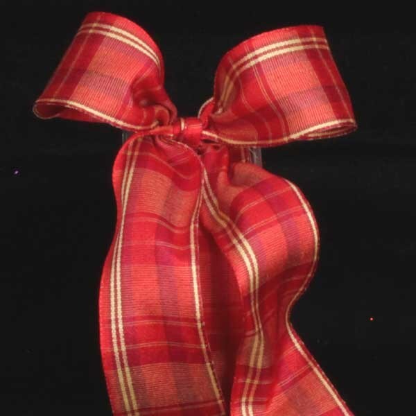 The Ribbon People Red and Gold Plaid Wired Craft Ribbon 1.5&#x22; x 27 Yards