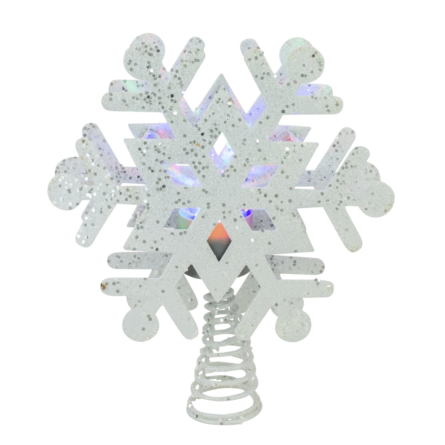 Northlight 12" Lighted White Snowflake Christmas Tree Topper - Multicolor Lights