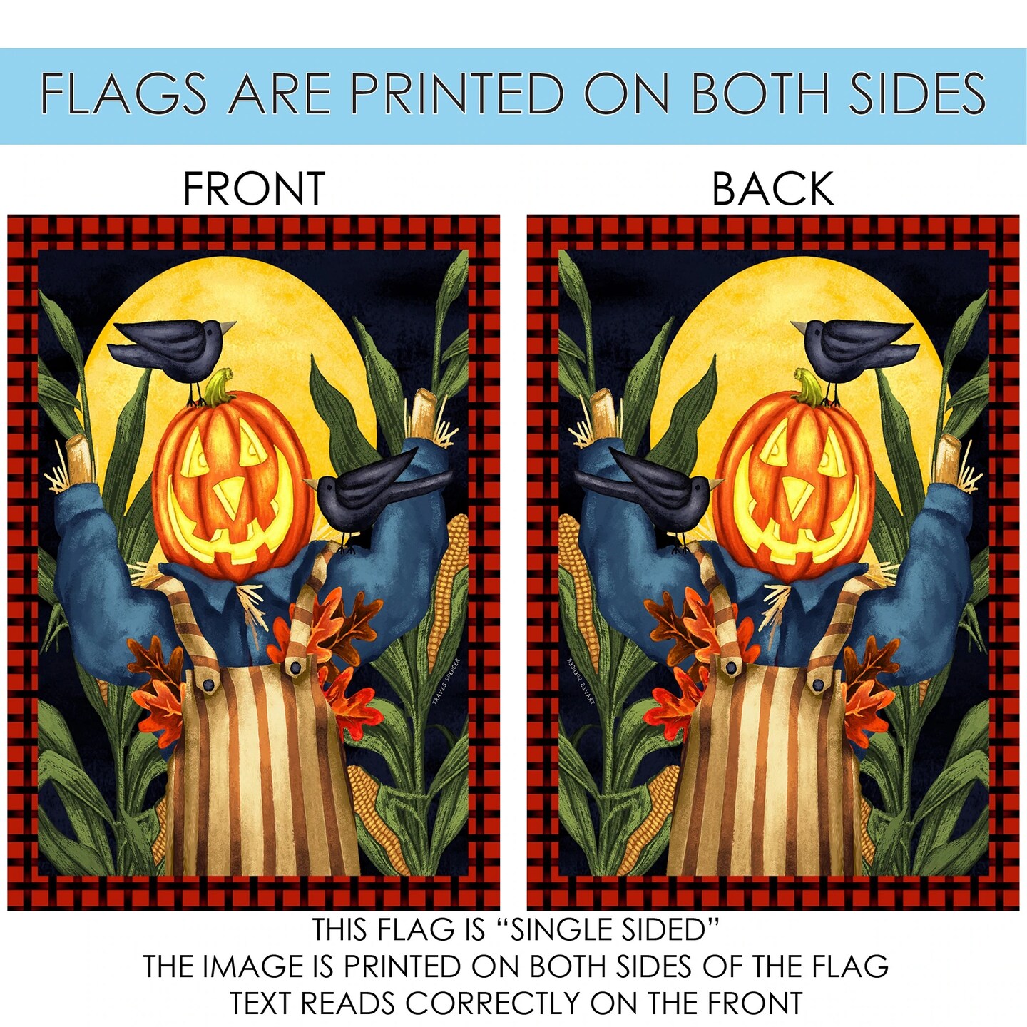 Toland Home Garden The Scare Crow  with Pumpkin Head Black and Orange Rectangular House Flag 28&#x22; x 40&#x22;