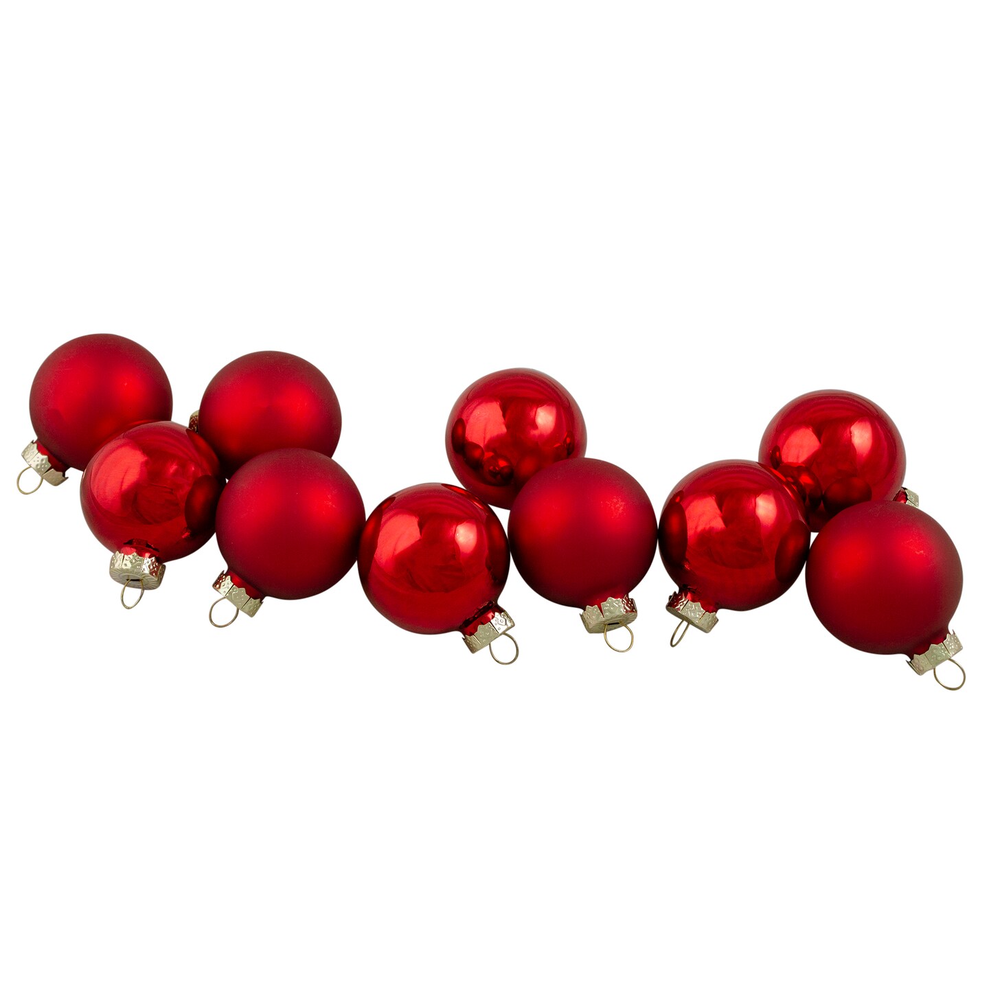Northlight 10ct Red 2-Finish Glass Christmas Ball Ornaments 1.75&#x22; (45mm)