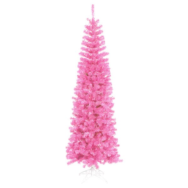 Vickerman 10' Pre-Lit Pencil Sparkling Artificial Christmas Tree - Pink Lights