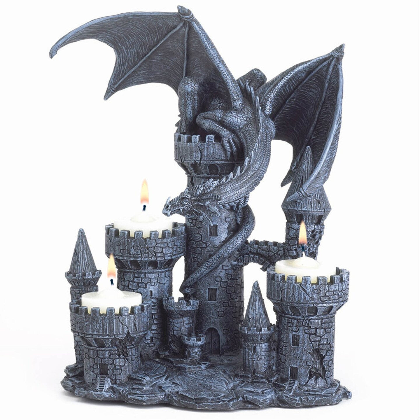 Dragon Crest Home Decorative Dragon and Castle Candle Holder