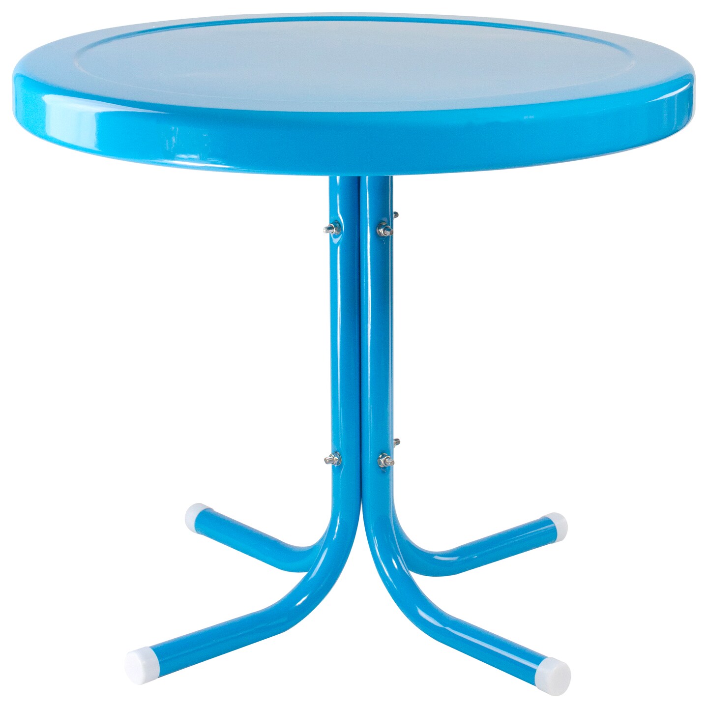 Northlight 22&#x22; Round Outdoor Retro Steel Tulip Side Table, Turquoise Blue