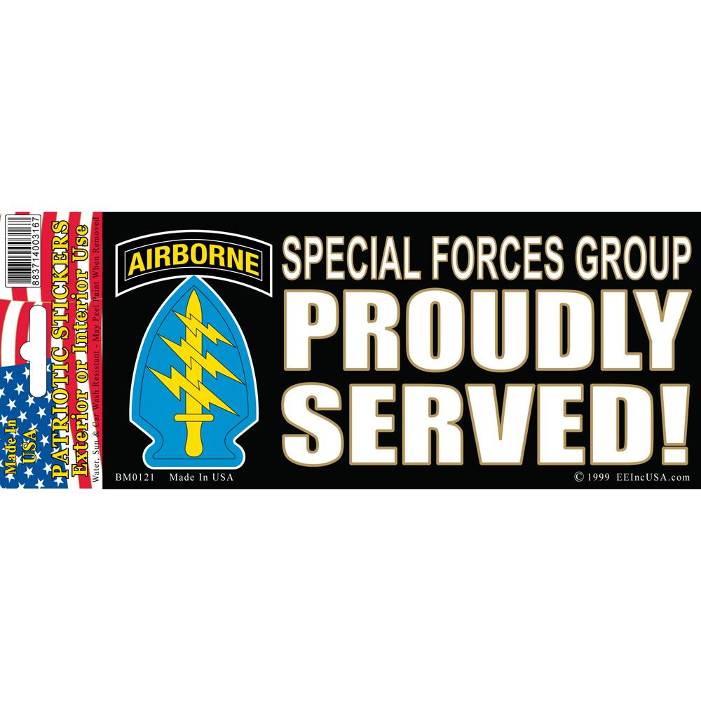 Special Forces Group Proudly Served Bumper Sticker 3&#x22;X6-1/2&#x22;