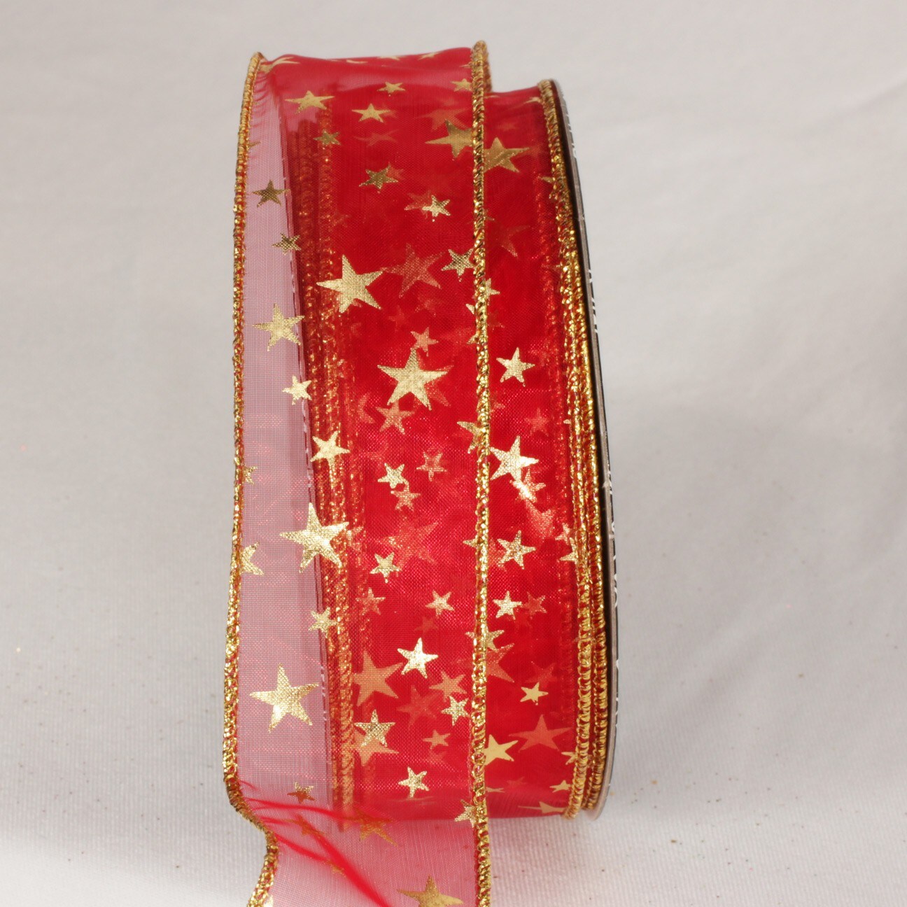 The Ribbon People Red Sheer and Gold Stars Wired Ribbon 1.5" x 40 yards