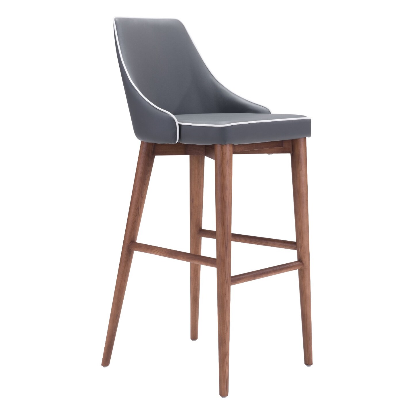 Modern Home 41&#x22; Gray and Brown Upholstered Bar Chair