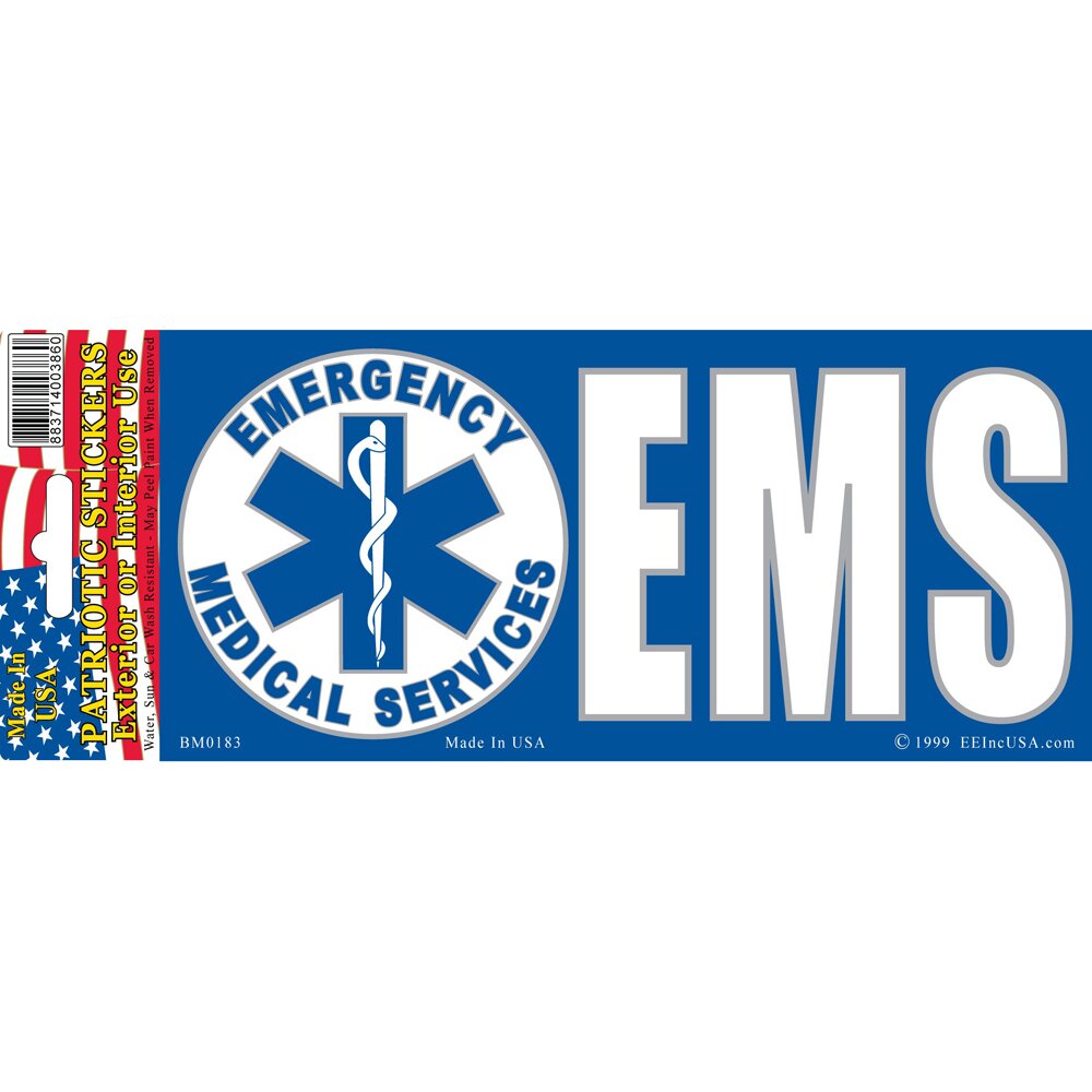 BM0183 Blue Emergency Medical Services Logo Sticker (3x6.5&#x27;&#x27;)