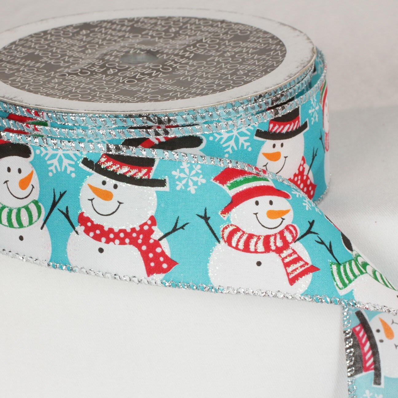 The Ribbon People Glacier Blue Snowmen Wired Craft Ribbon 1.5" x 40 Yards