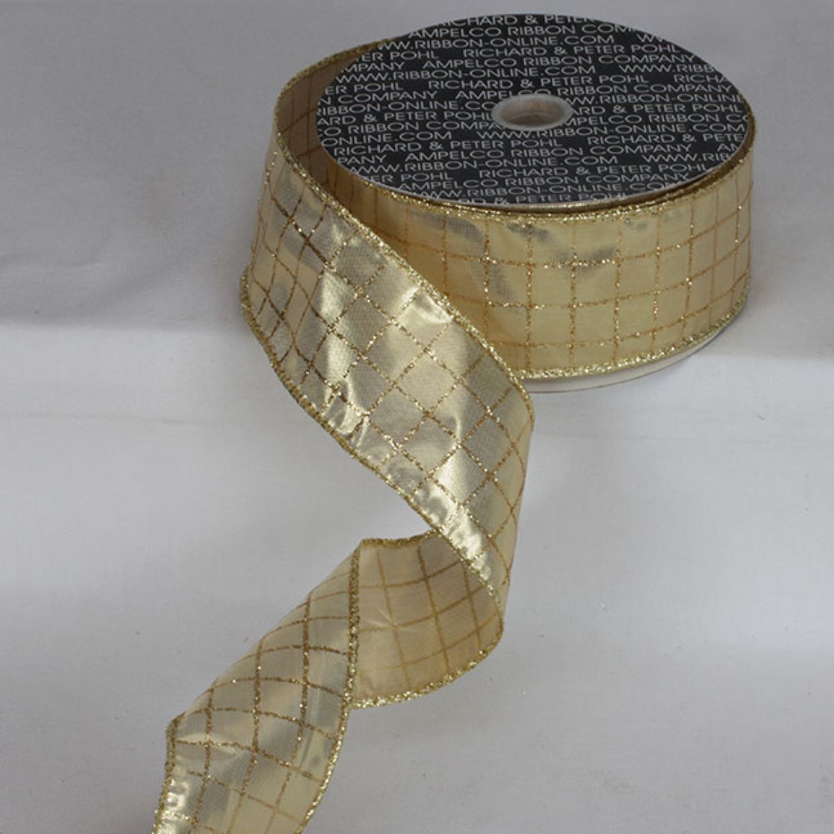 The Ribbon People Metallic Gold Checkered Wired Craft Ribbon 2