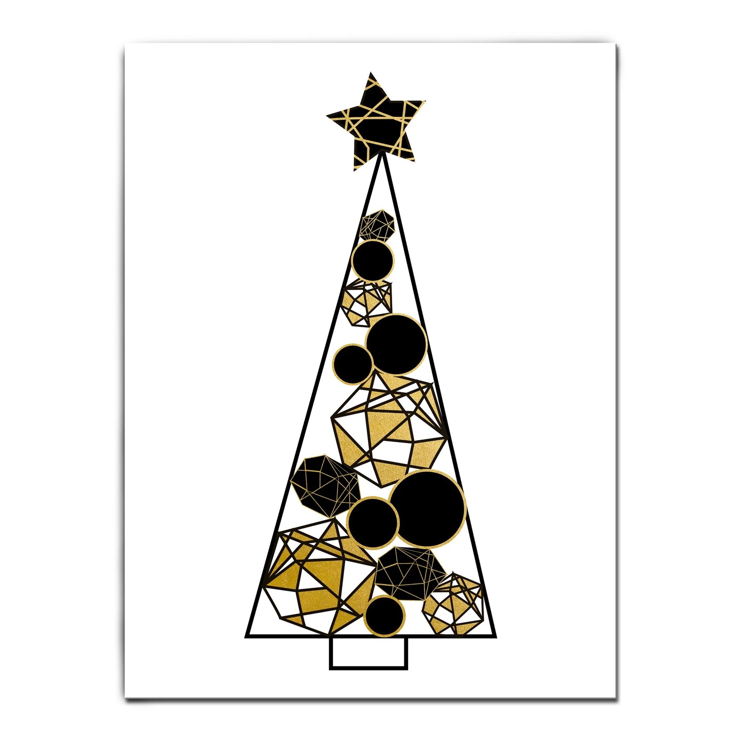 Crafted Creations Gold and Black Glam Tree Christmas Wrapped Rectangular Wall Art Decor 40&#x22; x 30&#x22;