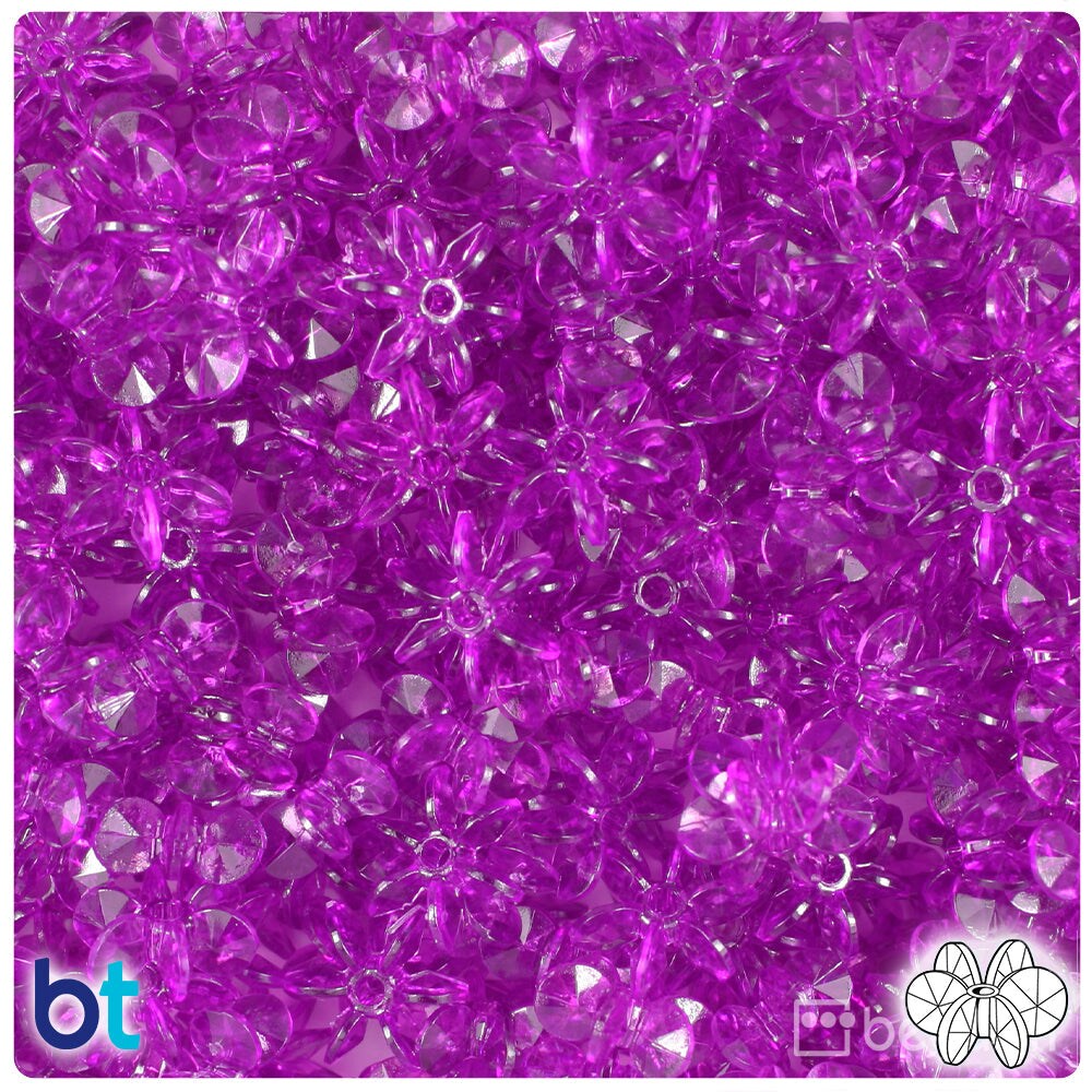 BeadTin Lilac Transparent 12mm SunBurst Plastic Craft Beads (450pcs)