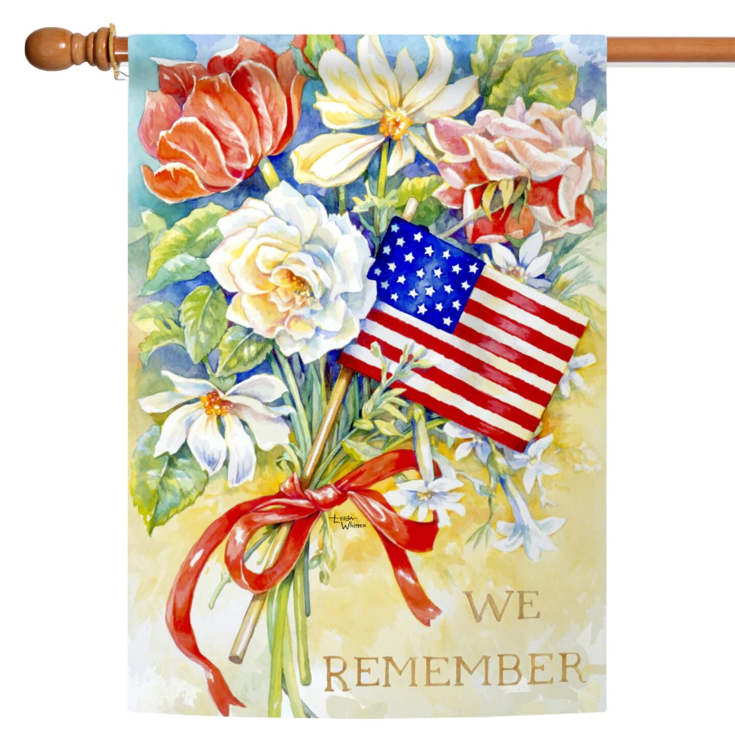 Toland Home Garden USA Flag Floral Bouquet &#x22;We Remember&#x22; Patriotic Outdoor Flag - 40&#x22; x 28&#x22;