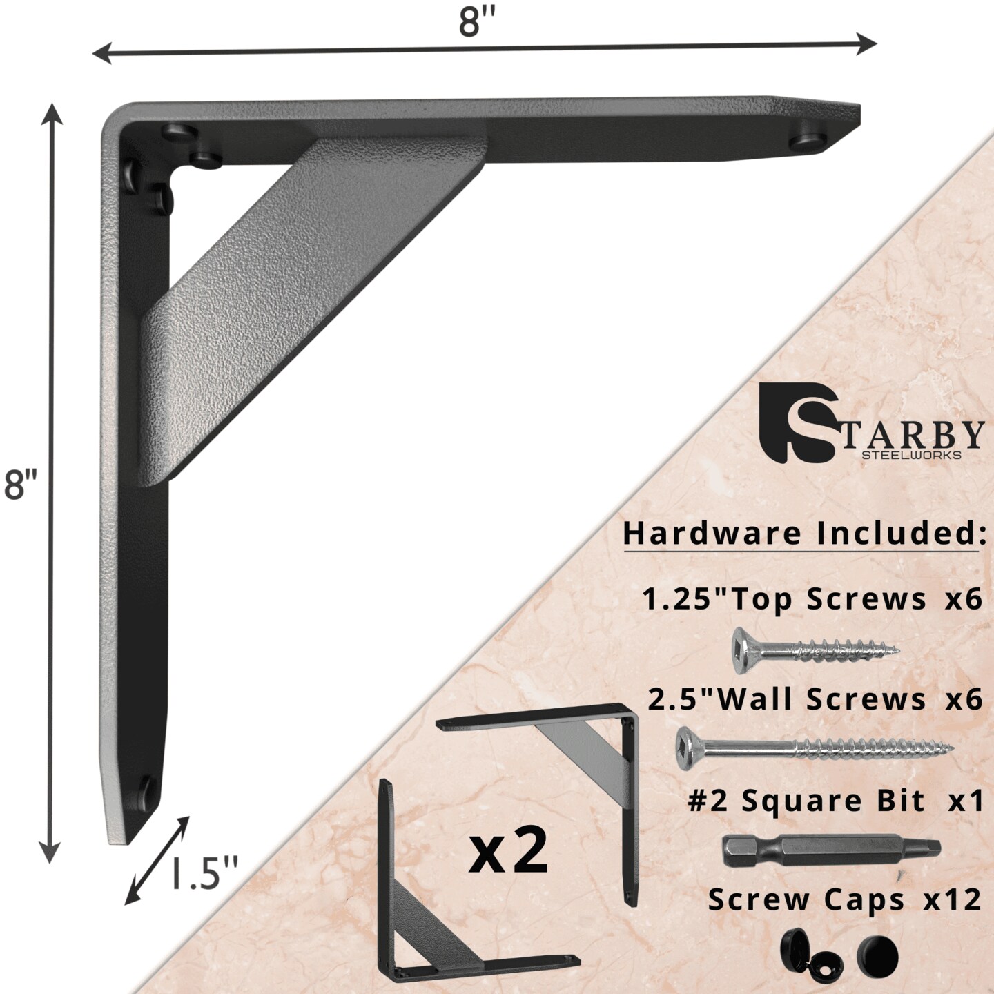 Jetstream Solid Heavy Duty Low Profile Welded Countertop Support Shelf Brackets