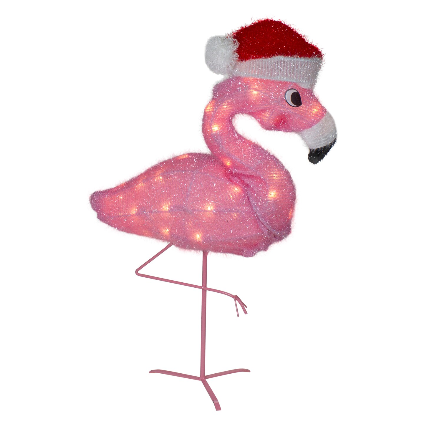 Northlight 24" Pink Flamingo in Santa Hat Outdoor Christmas Decoration