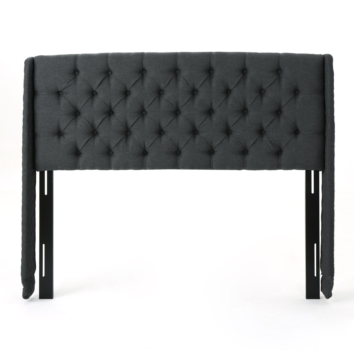 Contemporary Home Living 66.5&#x27;&#x27; Charcoal Gray Rectangular Contemporary Tufted Headboard - Queen Size